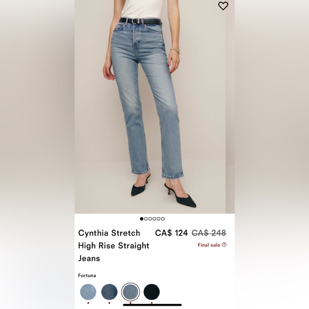 Reformation Cynthia Stretch High Rise Straight Jean
New with tags attached. 27